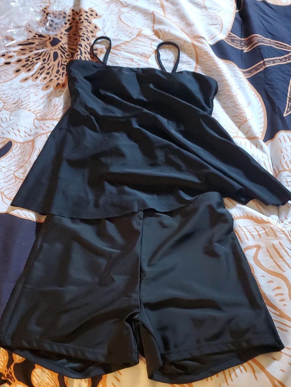 NWOT Girls' Black Tankini Swim Set with Swim Shorts